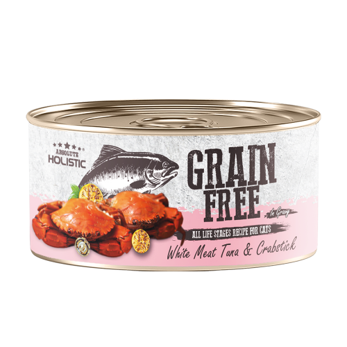 Absolute Holistic 80g Grain Free ((White Meat Tuna & Crabstick)) 無穀物肉汁 貓罐頭 白肉吞拿魚+蟹棒 80克 (AH4419)